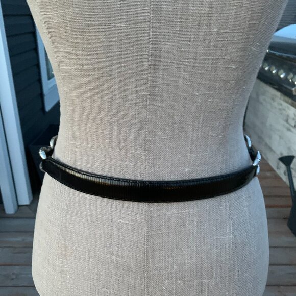 Brighton Vintage 90s Black Leather Belt S/M Silver Conchos Buckle Western - Picture 4 of 15